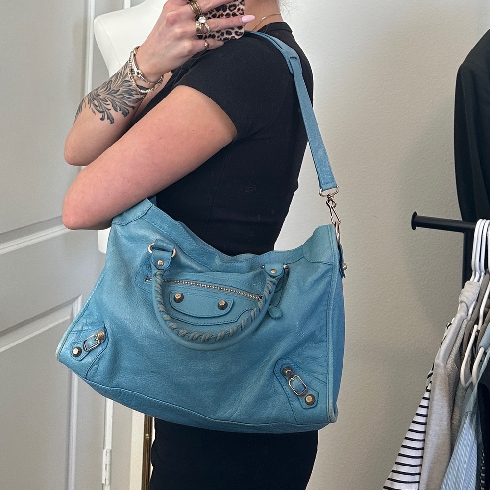 RARE Turquoise Balenciaga City Bag - Picture 6 of 12